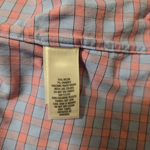 Bonobos Slim Fit Blue & Pink Checkered Long Sleeved Button Down Shirt Size M - Picture 4 of 5